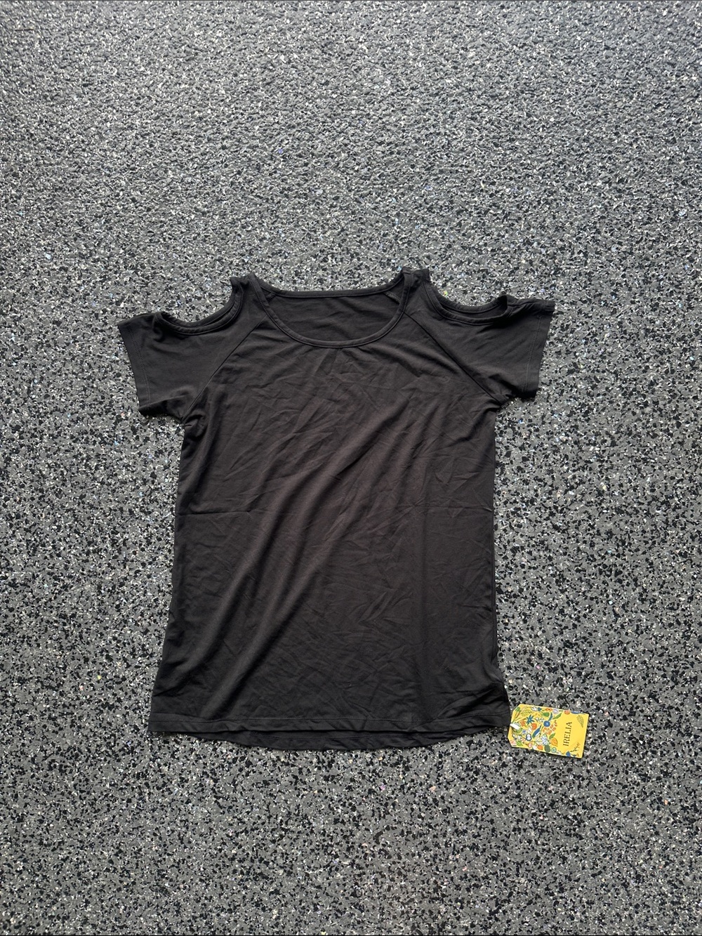 Women's Black Cold-Shoulder Short Sleeve Tee